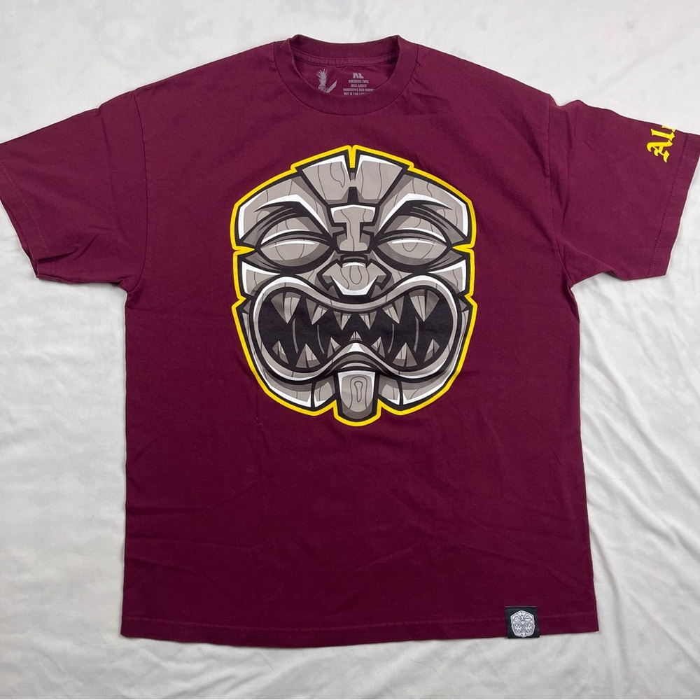Burgundy Graphic Tee with Bold Design
